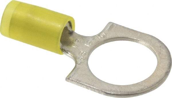 Thomas & Betts - 12-10 AWG Partially Insulated Crimp Connection D Shaped Ring Terminal - 1/2" Stud, 1.37" OAL x 0.72" Wide, Tin Plated Copper Contact - Apex Tool & Supply