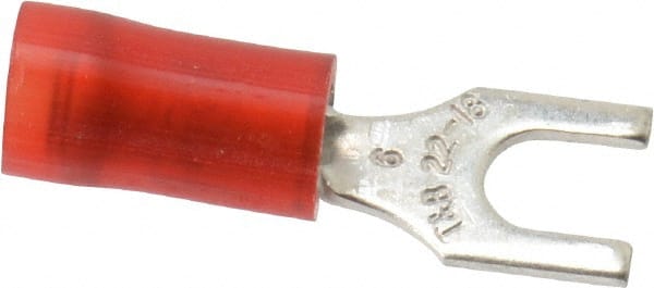 Thomas & Betts - #6 Stud, 22 to 16 AWG Compatible, Partially Insulated, Crimp Connection, Standard Fork Terminal - Apex Tool & Supply
