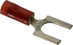 Thomas & Betts - 1/4" Stud, 22 to 16 AWG Compatible, Partially Insulated, Crimp Connection, Standard Fork Terminal - Apex Tool & Supply