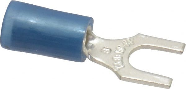 Thomas & Betts - #8 Stud, 18 to 14 AWG Compatible, Partially Insulated, Crimp Connection, Standard Fork Terminal - Apex Tool & Supply