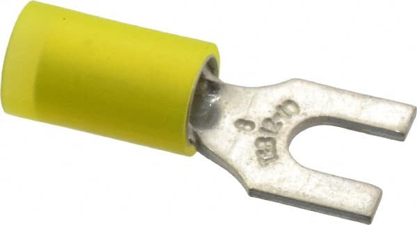 Thomas & Betts - #8 Stud, 12 to 10 AWG Compatible, Partially Insulated, Crimp Connection, Standard Fork Terminal - Apex Tool & Supply