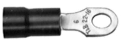 Thomas & Betts - 22-16 AWG Partially Insulated Crimp Connection D Shaped Ring Terminal - 3/8" Stud, 1.24" OAL x 0.54" Wide, Tin Plated Copper Contact - Apex Tool & Supply