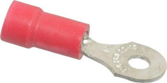 Thomas & Betts - 22-16 AWG Partially Insulated Crimp Connection D Shaped Ring Terminal - #4 Stud, 0.97" OAL x 0.31" Wide, Tin Plated Copper Contact - Apex Tool & Supply