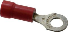Thomas & Betts - 22-16 AWG Partially Insulated Crimp Connection D Shaped Ring Terminal - #8 Stud, 0.97" OAL x 0.31" Wide, Tin Plated Copper Contact - Apex Tool & Supply