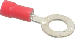 Thomas & Betts - 22-16 AWG Partially Insulated Crimp Connection D Shaped Ring Terminal - 1/4" Stud, 1.13" OAL x 1/2" Wide, Tin Plated Copper Contact - Apex Tool & Supply