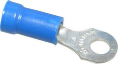 Thomas & Betts - 18-14 AWG Partially Insulated Crimp Connection D Shaped Ring Terminal - #6 Stud, 0.97" OAL x 0.31" Wide, Tin Plated Copper Contact - Apex Tool & Supply
