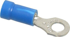 Thomas & Betts - 18-14 AWG Partially Insulated Crimp Connection D Shaped Ring Terminal - #8 Stud, 0.97" OAL x 0.31" Wide, Tin Plated Copper Contact - Apex Tool & Supply