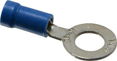 Thomas & Betts - 18-14 AWG Partially Insulated Crimp Connection D Shaped Ring Terminal - 1/4" Stud, 1.14" OAL x 1/2" Wide, Tin Plated Copper Contact - Apex Tool & Supply