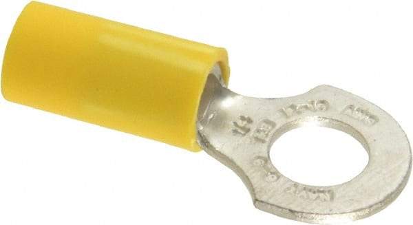 Thomas & Betts - 12-10 AWG Partially Insulated Crimp Connection D Shaped Ring Terminal - 1/4" Stud, 1.16" OAL x 1/2" Wide, Tin Plated Copper Contact - Apex Tool & Supply