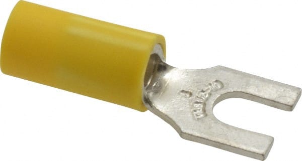 Thomas & Betts - #8 Stud, 12 to 10 AWG Compatible, Partially Insulated, Crimp Connection, Standard Fork Terminal - Apex Tool & Supply