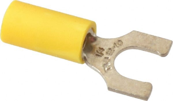 Thomas & Betts - 1/4" Stud, 12 to 10 AWG Compatible, Partially Insulated, Crimp Connection, Locking Fork Terminal - Apex Tool & Supply