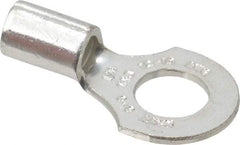 Thomas & Betts - 12-10 AWG Noninsulated Crimp Connection D Shaped Ring Terminal - 1/4" Stud, 0.91" OAL x 1/2" Wide, Tin Plated Copper Contact - Apex Tool & Supply