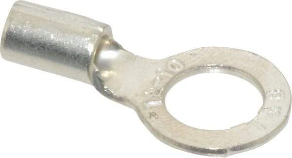 Thomas & Betts - 12-10 AWG Noninsulated Crimp Connection D Shaped Ring Terminal - 5/16" Stud, 0.98" OAL x 1/2" Wide, Tin Plated Copper Contact - Apex Tool & Supply