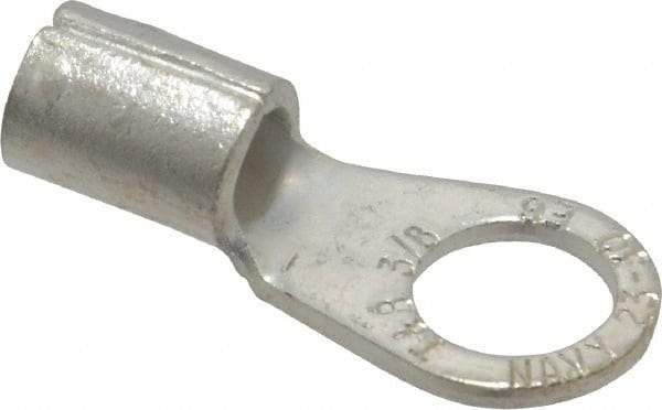 Thomas & Betts - 6 AWG Noninsulated Crimp Connection Circular Ring Terminal - 3/8" Stud, 1.32" OAL x 0.6" Wide, Tin Plated Copper Contact - Apex Tool & Supply