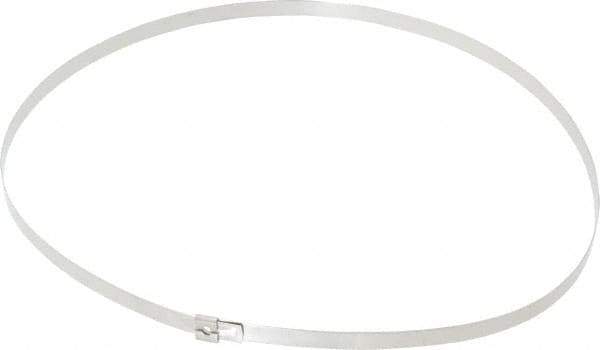 Thomas & Betts - 22-1/2" Long Natural (Color) Stainless Steel Standard Cable Tie - 200 Lb Tensile Strength, 0.38mm Thick, 3-1/2" Max Bundle Diam - Apex Tool & Supply