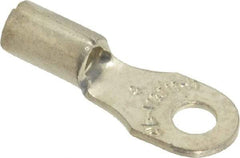 Thomas & Betts - 18-14 AWG Noninsulated Crimp Connection D Shaped Ring Terminal - #4 Stud, 0.72" OAL x 1/4" Wide, Tin Plated Copper Contact - Apex Tool & Supply