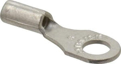Thomas & Betts - 22-16 AWG Noninsulated Crimp Connection D Shaped Ring Terminal - #6 Stud, 0.72" OAL x 1/4" Wide, Tin Plated Copper Contact - Apex Tool & Supply