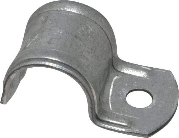 Thomas & Betts - 1/2" Pipe, Steel, Zinc Plated" Pipe or Conduit Strap - 1 Mounting Hole - Apex Tool & Supply