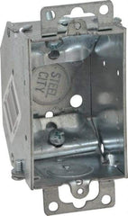 Thomas & Betts - 1 Gang, (5) 1/2" Knockouts, Steel Rectangle Switch Box - 3" Overall Height x 2" Overall Width x 2-1/4" Overall Depth - Apex Tool & Supply