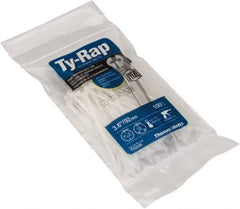 Thomas & Betts - 3.62" Long Natural (Color) Nylon Standard Cable Tie - 18 Lb Tensile Strength, 0.75mm Thick, 16mm Max Bundle Diam - Apex Tool & Supply