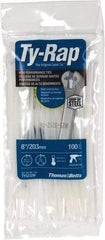Thomas & Betts - 8" Long Natural (Color) Nylon Standard Cable Tie - 18 Lb Tensile Strength, 50.8mm Max Bundle Diam - Apex Tool & Supply