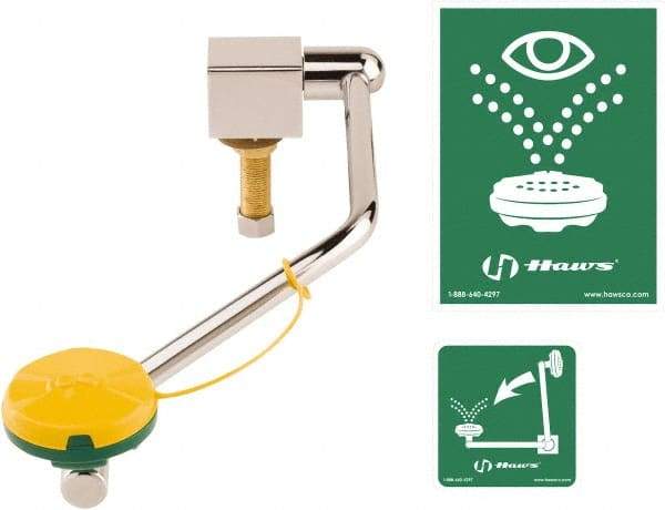 Haws - 8" Wide x 16-7/8" High, Deck Mount, Eye & Face Wash Station - 1/2" Inlet, 30 to 90 psi Flow, 4.2 GPM Flow Rate - Apex Tool & Supply