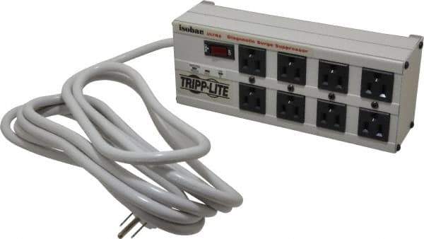 Tripp-Lite - 8 Outlets, 120 Volts, 15 Amps, 12' Cord, Power Outlet Strip - Free Hanging, Keyhole Mount, 1-15P NEMA Configuration, 11-1/2" Strip - Apex Tool & Supply