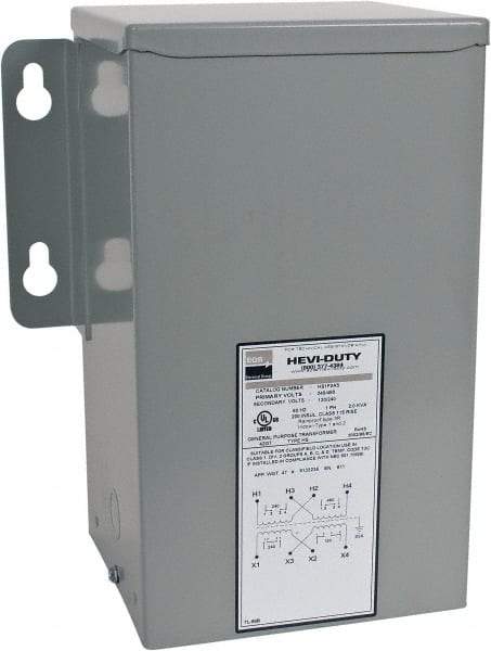Sola/Hevi-Duty - 1 Phase, 240-480 Volt Input, 120/240 Volt Output, 60 Hz, 2 kVA, General Purpose Transformer - 4, 12, 3R, 4X NEMA Rating, 239°F Temp Rise, 10 Inch Wide x 7 Inch Deep x 12 Inch High, Indoor, Outdoor, Wall Mount - Apex Tool & Supply