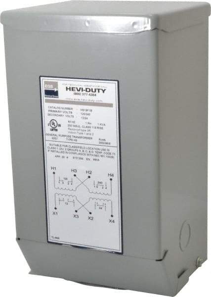 Sola/Hevi-Duty - 120/240 Input Volt, 12/24 Output Volt, 60 Hz, Buck Boost Transformer - 1 Phase, 6 Inch Wide x 5 Inch Deep x 10 Inch High, cULus Listed E77014 - Apex Tool & Supply