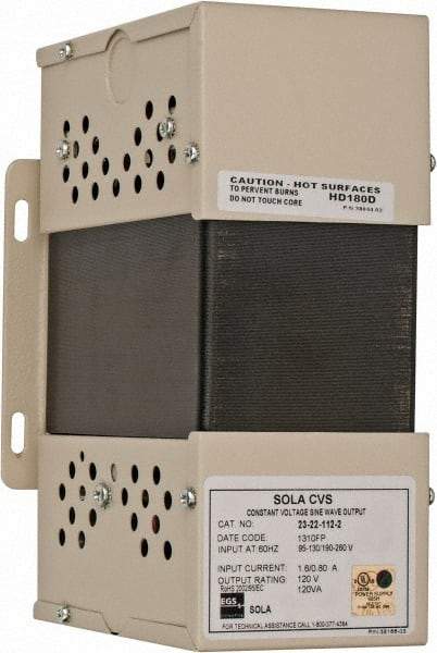 Sola/Hevi-Duty - 240 Volt Max Input, 120 VA, Hardwired Power Conditioner - 120 Volt Output, 4 Inch Wide x 8 Inch High x 5 Inch Deep - Apex Tool & Supply