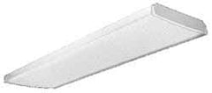 Lithonia Lighting - 4 Lamp, 4 Ft. Long, 32 Watt, Stem and Surface Mounted, Fluorescent Lamp Wraparound Light Fixture - 120-277 Volt, White, Electronic Ballast - Apex Tool & Supply