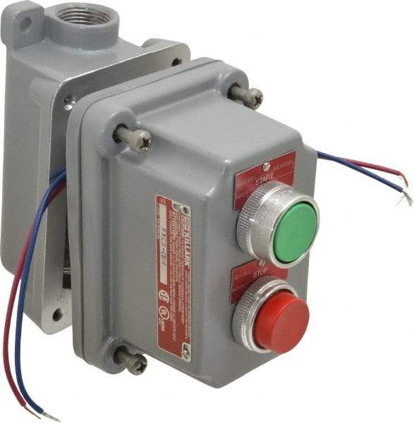 Hubbell Killark - 2 Operator, Mushroom Head Control Station - Start-Stop (Legend), Momentary Switch, NO/NC Contact, NEMA 3, 7, 9 - Apex Tool & Supply