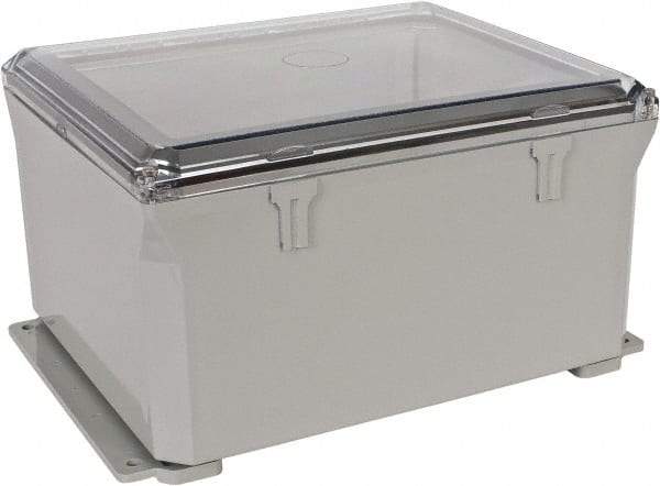 Thomas & Betts - Polycarbonate Standard Enclosure Hinge Flat Cover - NEMA 1, 2, 3, 4, 12, 3S, 3SX, 3X, 4X, 10" Wide x 12" High x 6" Deep, Impact Resistant - Apex Tool & Supply