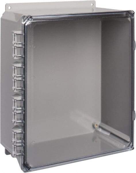 Thomas & Betts - Polycarbonate Standard Enclosure Hinge Flat Cover - NEMA 1, 2, 3, 4, 12, 3S, 3SX, 3X, 4X, 12" Wide x 14" High x 6" Deep, Impact Resistant - Apex Tool & Supply