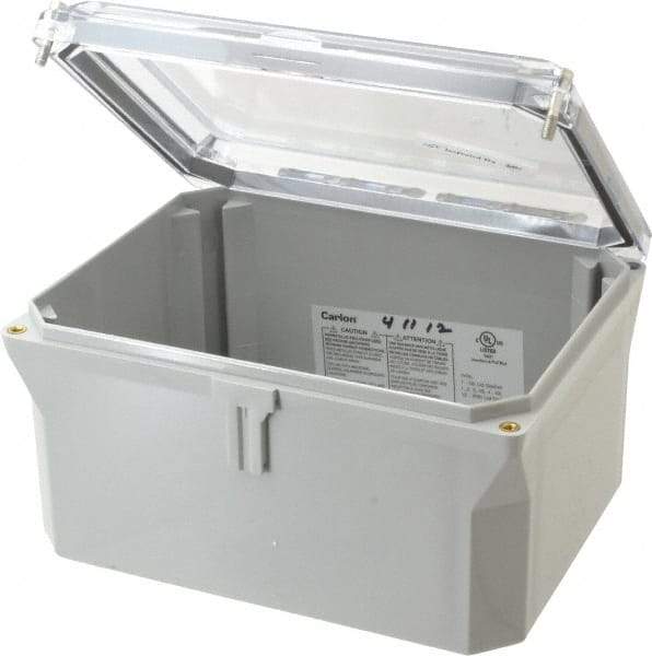 Thomas & Betts - Polycarbonate Standard Enclosure Hinge Flat Cover - NEMA 1, 2, 3, 4, 12, 3S, 3SX, 3X, 4X, 6" Wide x 8" High x 4" Deep, Impact Resistant - Apex Tool & Supply