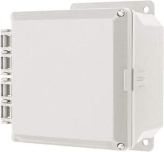 Thomas & Betts - Polycarbonate Standard Enclosure Hinge Flat Cover - NEMA 1, 2, 3, 4, 12, 3S, 3SX, 3X, 4X, 6" Wide x 6" High x 4" Deep, Impact Resistant - Apex Tool & Supply