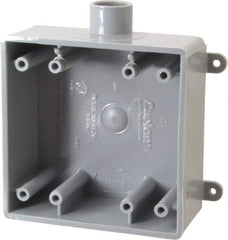 Thomas & Betts - 2 Gang, (1) 1/2" Knockout, PVC Rectangle Switch Box - 117.35mm Overall Height x 142.24mm Overall Width x 50.29mm Overall Depth, Weather Resistant - Apex Tool & Supply