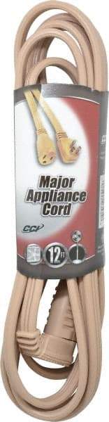 Southwire - 12', 14/3 Gauge/Conductors, Beige Indoor Extension Cord - 1 Receptacle, 15 Amps, 125 Volts, UL SPT-3, NEMA 5-15R - Apex Tool & Supply