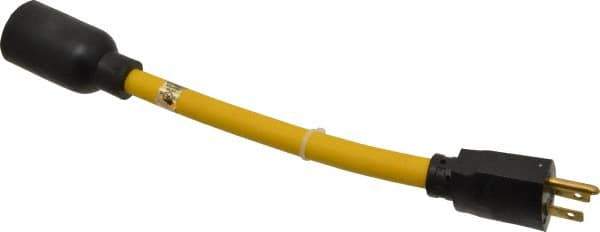 Southwire - 9", 12/3 Gauge/Conductors, Yellow Wet & Dry Location, Indoor & Outdoor Extension Cord - 1 Receptacle, 15 Amps, 125 Volts, UL STW-A, NEMA 5-15P, L5-20R - Apex Tool & Supply