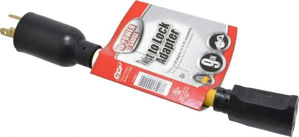 Southwire - 9", 12/3 Gauge/Conductors, Yellow Wet & Dry Location, Indoor & Outdoor Extension Cord - 1 Receptacle, 15 Amps, 125 Volts, UL STW-A, NEMA 5-15P, L5-20R - Apex Tool & Supply