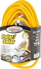 Southwire - 25', 12/3 Gauge/Conductors, Yellow Indoor & Outdoor Extension Cord - 1 Receptacle, 15 Amps, 300 Volts, UL SJEOW-A, NEMA 5-15P, 5-15R x 3 - Apex Tool & Supply