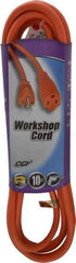 Southwire - 10', 16/3 Gauge/Conductors, Orange Indoor & Outdoor Extension Cord - 1 Receptacle, 13 Amps, 125 VAC, UL SJTW, NEMA 5-15P, 5-15R - Apex Tool & Supply