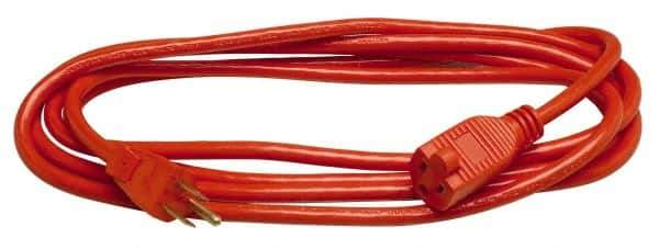 Southwire - 100', 14/3 Gauge/Conductors, Orange Indoor & Outdoor Extension Cord - 1 Receptacle, 13 Amps, 125 VAC, UL SJTOW, NEMA 5-15P, 5-15R - Apex Tool & Supply