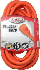 Southwire - 25', 12/3 Gauge/Conductors, Orange Indoor & Outdoor Extension Cord - 1 Receptacle, 15 Amps, 125 VAC, UL STW, NEMA 5-15P, 5-15R - Apex Tool & Supply