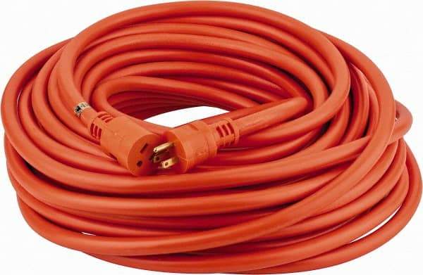 Southwire - 100', 12/3 Gauge/Conductors, Orange Indoor & Outdoor Extension Cord - 1 Receptacle, 15 Amps, 125 VAC, UL STW, NEMA 5-15P, 5-15R - Apex Tool & Supply