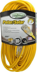 Southwire - 100', 16/3 Gauge/Conductors, Yellow Outdoor Extension Cord - 1 Receptacle, 10 Amps, 125 VAC, UL SJEOOW, NEMA 5-15P, 5-15R - Apex Tool & Supply