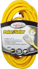 Southwire - 50', 12/3 Gauge/Conductors, Yellow Outdoor Extension Cord - 1 Receptacle, 15 Amps, 125 VAC, UL SJEOOW, NEMA 5-15P, 5-15R - Apex Tool & Supply