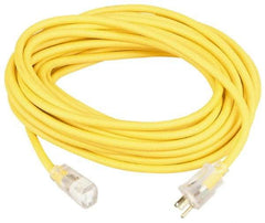 Southwire - 100', 10/3 Gauge/Conductors, Yellow Outdoor Extension Cord - 1 Receptacle, 15 Amps, 125 VAC, UL SJEOOW, NEMA 5-15P, 5-15R - Apex Tool & Supply