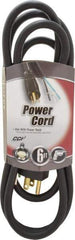 Southwire - 6', 16/3 Gauge/Conductors, Black Outdoor Replacement Cord - 1 Receptacle, 13 Amps, 125 VAC, UL SJEOOW, NEMA 5-15P - Apex Tool & Supply