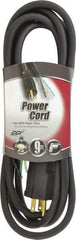 Southwire - 9', 16/3 Gauge/Conductors, Black Outdoor Replacement Cord - 1 Receptacle, 13 Amps, 125 VAC, UL SJEOOW, NEMA 5-15P - Apex Tool & Supply